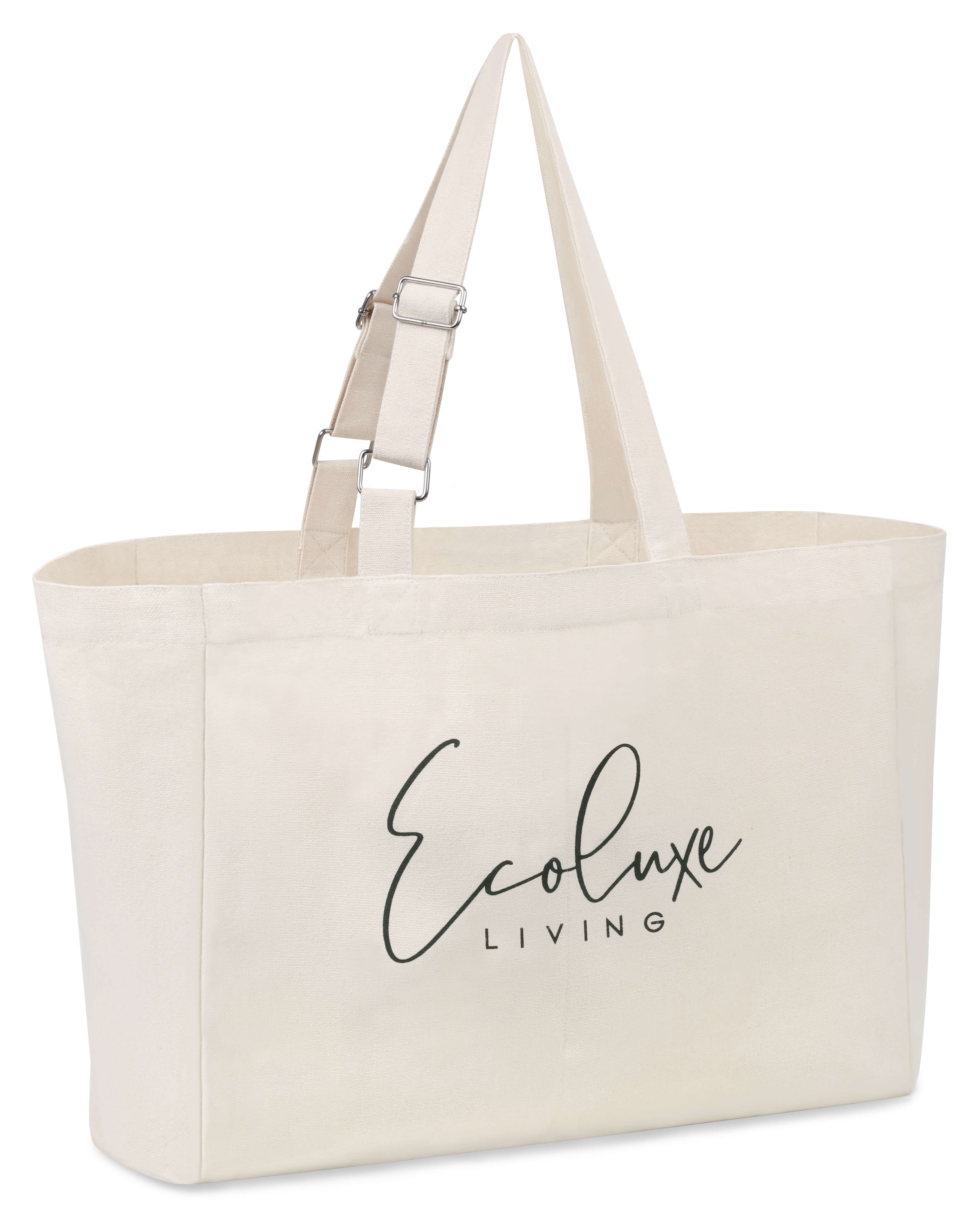 Organic Large Pocket Tote Bag - With Adjustable Strap – EcoLuxe Living