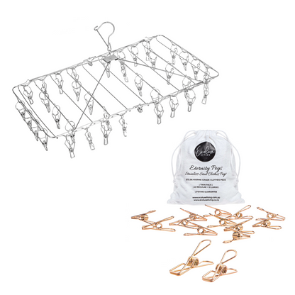 Stainless Clothes Pegs &amp; Foldable Hanger Bundle