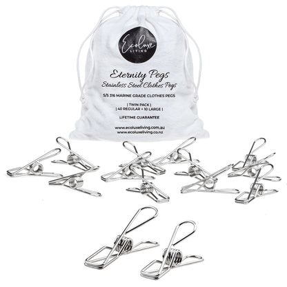 Silver Peg (Rust Proof) &amp; Foldable Peg Hanger (Rust Resistant) Bundle - EcoLuxe Living