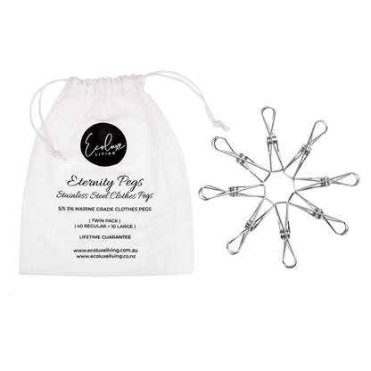 Silver Peg (Rust Proof) &amp; Foldable Peg Hanger (Rust Resistant) Bundle - EcoLuxe Living